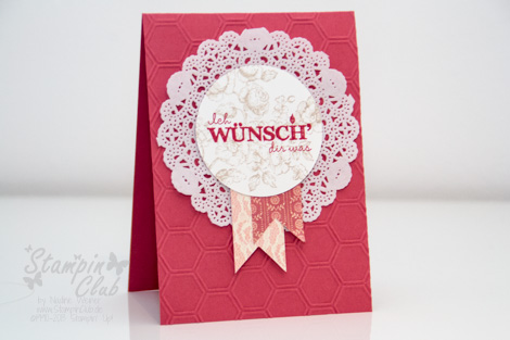 _DSC9568 Stampin Up Elements of Style Geburtstagswunsch Make a Wish Papier-Spitzendeckchen Honigwaben Honeycomb Weltenbummler DSP Fan Fair _