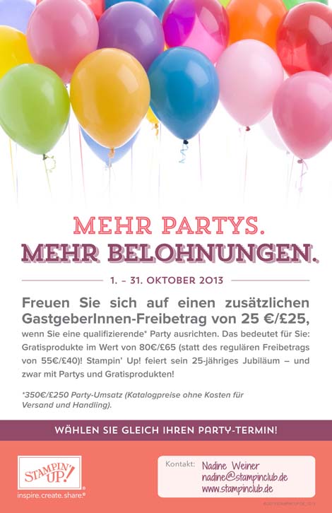 2013-10 Stampin Up Aktion Oktober 2013 mehr Gastgeberinnen-Euros Flyer