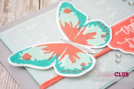 20150726 Stampin Up Watercolor Wings Gesagt gestanzt Happy Notes Prägeform Schmetterlingsschwarm Fluttering Embossing Folder                                   _