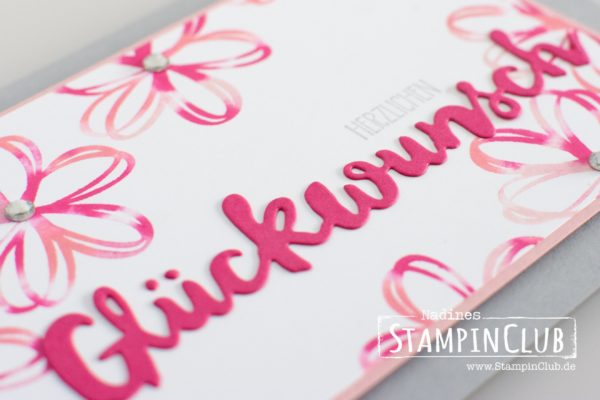 Stampinclub, Stampin' Up!, Grüße voller Sonnenschein, Sunshine sayings, Feuchttuchtechnik, Baby Wipe Technique