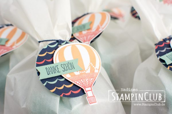 Stampin' Up!, StampinClub, Abgehoben, Lift me Up, Thinlits Formen In den Wolken, Up & Away Thinlits Dies, Designerpapier Traum vom Fliegen, Carried Away Designer Series Paper, Danke für alles, All Things Thanks