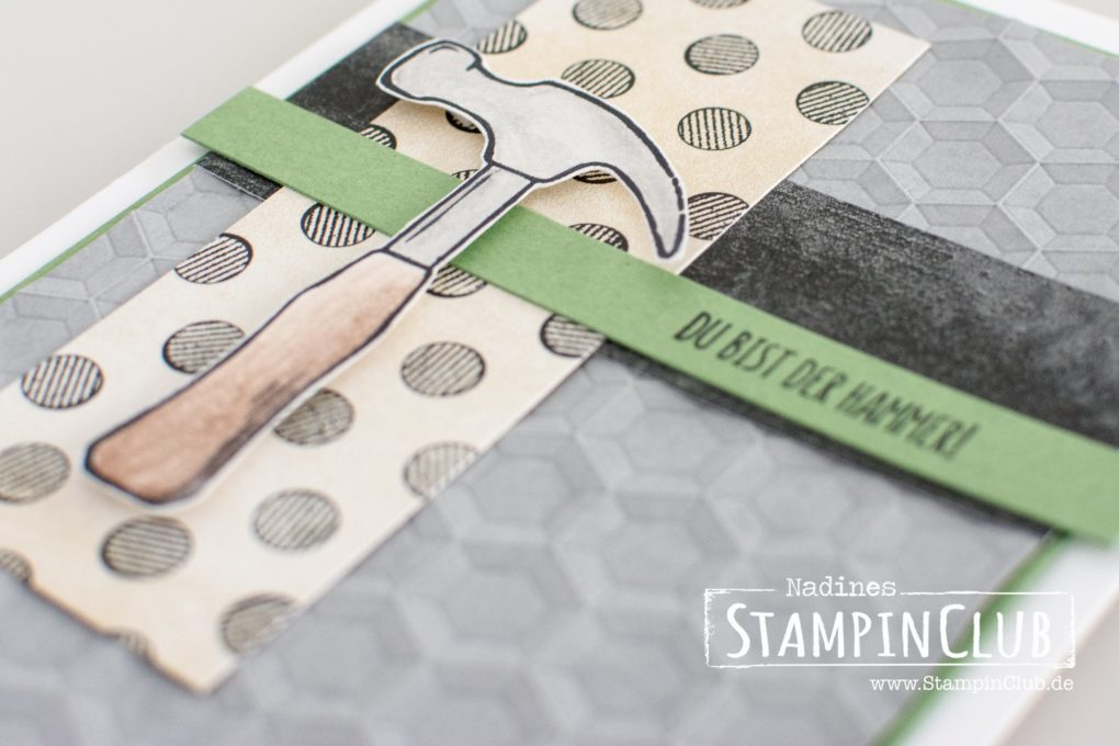 Stampin' Up!, StampinClub, Hammer!, Nailed it! Framelits Formen Werkzeugkasten, Build it Framelits Dies, Besonderes Designerpapier Unvergleichlich urban, Urban Underground Speciality Designer Series Paper, Textured Impressions Tiefen-Prägeform Sechsecke, Hexagon Dynamics Textured Impressions Embossing Folder