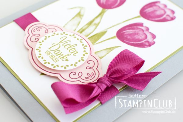 Stampin' Up!, StampinClub, Tranquil Tulips, Quartett fürs Etikett, Label me pretty
