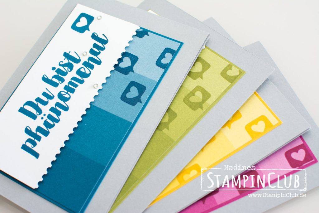 Stampin' Up!, StampinClub, Post mit PS, You're delightful, Designerpapier im Block Farbenspiel, Color Therapy DSP, Stanze Abreißkante, Ticket Tear Border Punch