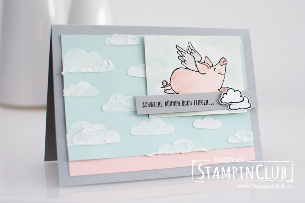 Glücksschweinchen, This little Piggy, Stampin' Up!, StampinClub, Struktur-Paste, Embossing Paste