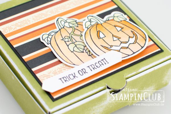 Seasonal Chums, Stampin' Up!, StampinClub, Halloween, Pumpkin, Mini-Pizzaschachteln