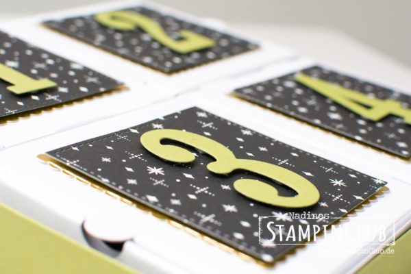 Stampin' Up!, StampinClub, Adventskalender, Mini-Pizzaschachteln, Framelits Große Zahlen