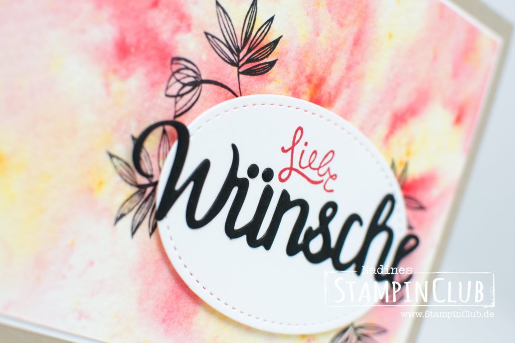 Stampin' Up!, StampinClub, Brushos, Brusho Crystal Color, Wunderbare Wünsche, Lovely Wishes, Einfach Wunderbar, Amazing You, Thinlits Formen Wunderbar, Celebrate You Thinlits