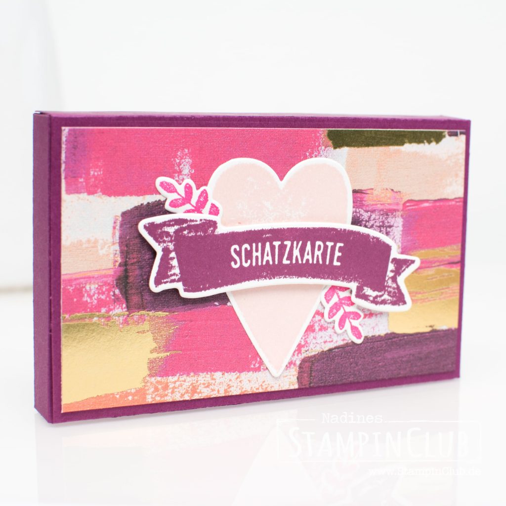 Stampin' Up!, StampinClub, Für Schatz-Karten, Sure Do Love You, Framelits Schachtel voller Liebe, Lots to Love Box Framelits, Besonderes Designerpapier Gemalt mit Liebe, Painted With Love Designer Series Paper