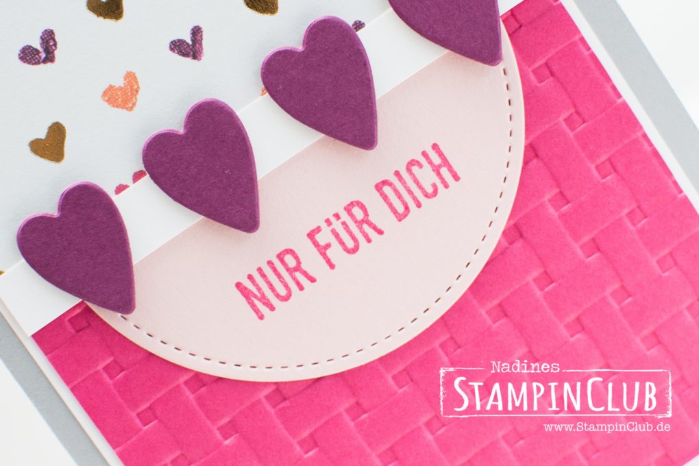 Stampin' Up!, StampinClub, Für Schatz-Karten, Sure Do Love You, Korbgeflecht Tiefen-Prägeform, Basket Weave Dynamic Folder, Designerpapier Gemalt mit Liebe, Painted with Love DSP