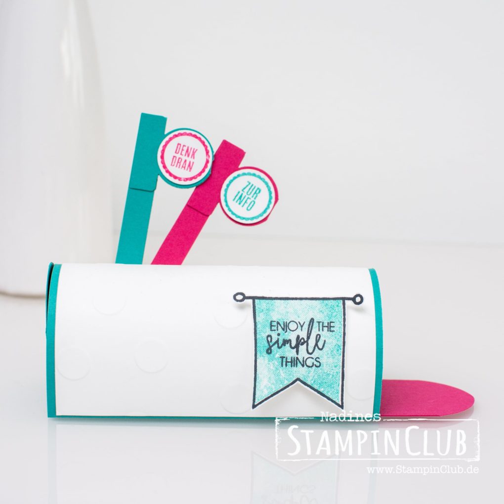 Stampin' Up!, Briefkasten, Postbox, Verpackung, Gut gepunktet, Kurz gefasst, Runder Karteireiter