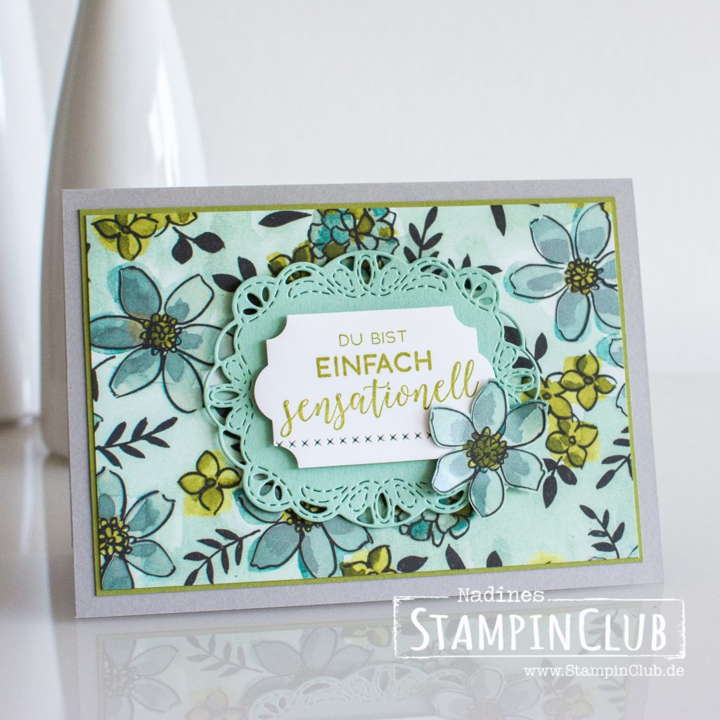 Stampin' Up!, StampinClub, Geteilte Leidenschaft, Share What You Love, Bestickte Grüße, Stitched all around, Bestickte Etikette, Stitched Labels