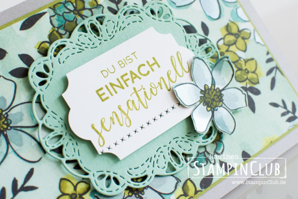 Stampin' Up!, StampinClub, Geteilte Leidenschaft, Share What You Love, Bestickte Grüße, Stitched all around, Bestickte Etikette, Stitched Labels