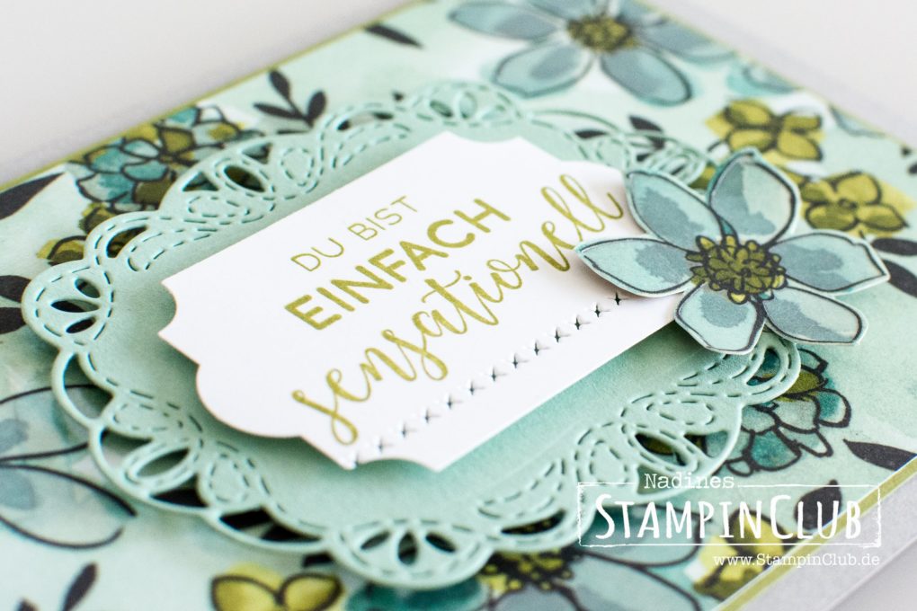 Stampin' Up!, StampinClub, Geteilte Leidenschaft, Share What You Love, Bestickte Grüße, Stitched all around, Bestickte Etikette, Stitched Labels