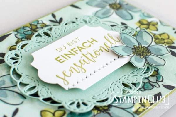 Stampin' Up!, StampinClub, Geteilte Leidenschaft, Share What You Love, Bestickte Grüße, Stitched all around, Bestickte Etikette, Stitched Labels