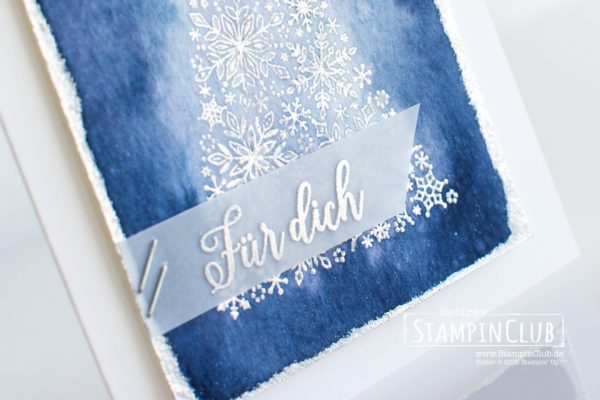 Stampin' Up!, StampinClub, Aqua Painter, Aquarellpapier, Embossing, Wintermärchen, Snow is Glistening, Flockengestöber, Snowflake Showcase