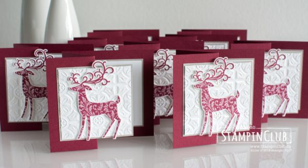 Stampin' Up!, StampinClub, Weihnachtshirsch, Dashing Deer, Thinlits Formen Weihnachtswild, Detailed Deer Thinlits Dies, Kachelkunst