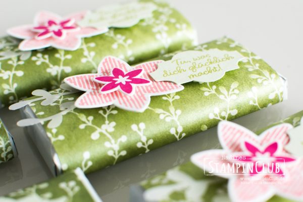 Stampin' Up!, StampinClub, Glück per Post, Happiness Surrounds, Winterblüten, Frosted Floral DSP, Goodies, Thinlits Formen Schneegestöber, Snowfall Thinlits Dies