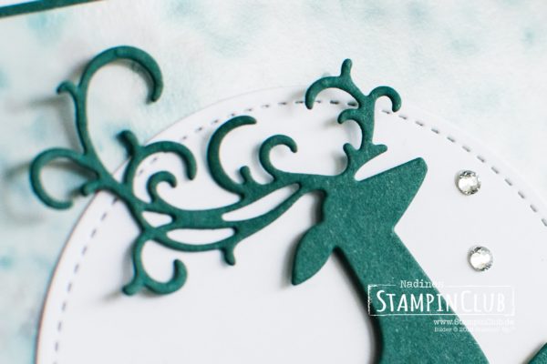 Stampin' Up!, StampinClub, Polished Stone Technik, Weihnachtshirsch, Dashing Deer, Thinlits Weihnachtswild, Detailed Deer Thinlits