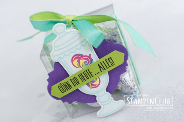 Stampin' Up!, StampinClub, Designerpapier Süße Überraschung, How Sweet It is DSP, Framelits Formen Bonbonglas, Jar of Sweets Framelits Forms, Kuchen ist die Antwort, Piece of Cake