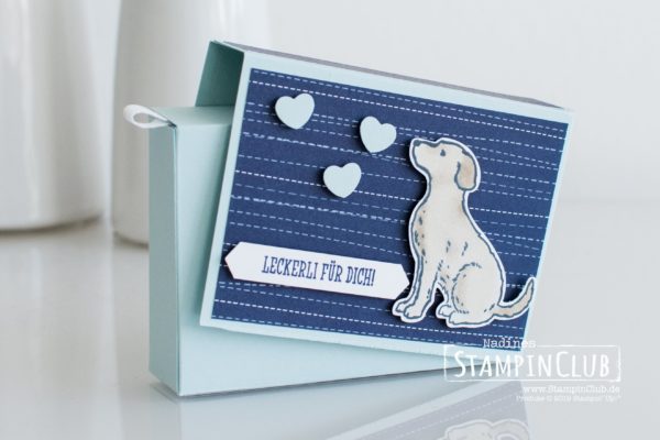 Stampin' Up!, StampinClub, Herz auf vier Pfoten, Elementstanze Hund, Anleitung, Stülp-Box Rechteckig