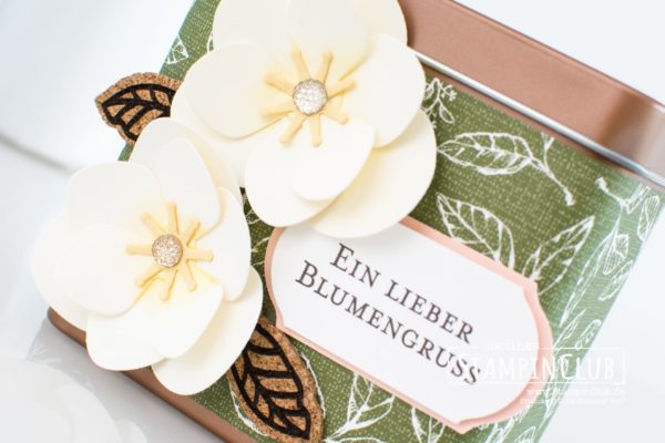 Stampin' Up!, StampinClub, Teedosen in Kupfer, Designerpapier Magnolienweg, Magnolia Lane DSP, Magnoliengruß, Good Morning Magnolia, Stanzformen Magnolienblüten, Magnolia Memory Dies, Stanze Zeitloses Etikett, Kork-Accessoires Magnolienweg, Magnolia Lane Cork Embellishments