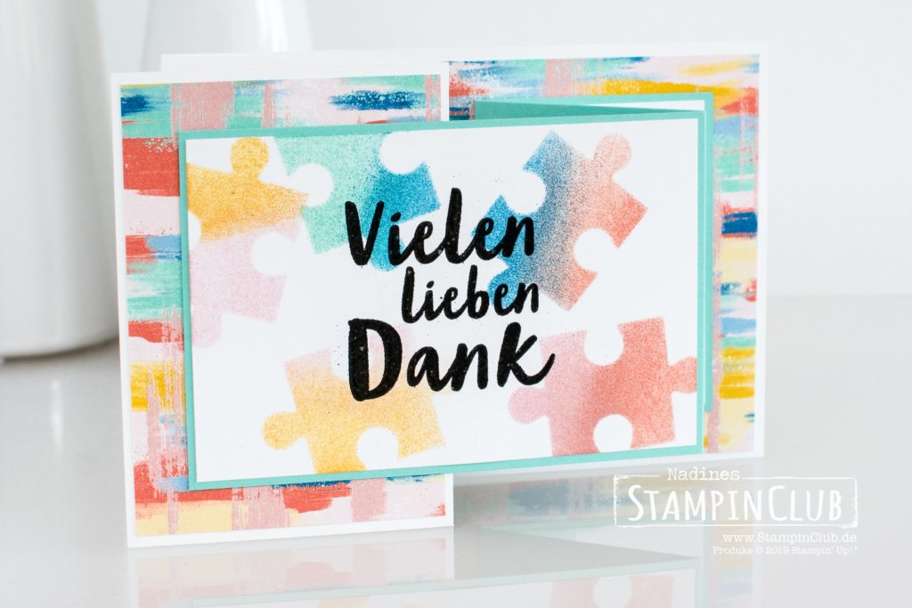 Stampin' Up!, StampinClub, Designerpapier L(i)ebe deine Kunst, Follow Your Art DSP, Vielen Dank, Puzzleteile