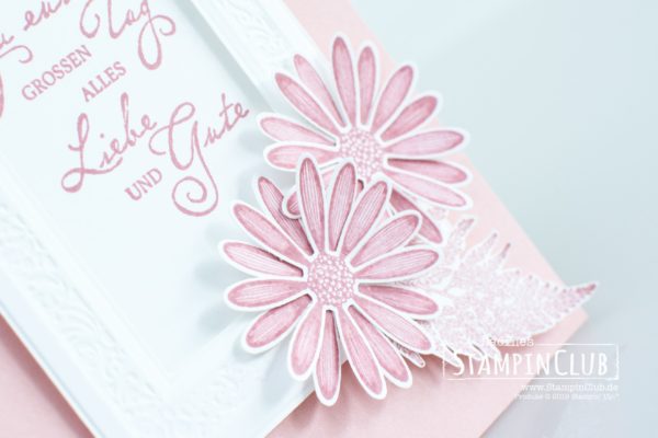 Stampin' Up!, StampinClub, Gewebte Worte, Woven Heirlooms, Stanzformen und 3D-Prägeformen Porträtrahmen, Heirloom Frames Dies & 3D Embossing Folders, Gänseblümchenglück, Daisy Lane, Stanze Mittelgroßes Gänseblümchen, Medium Daisy Punch