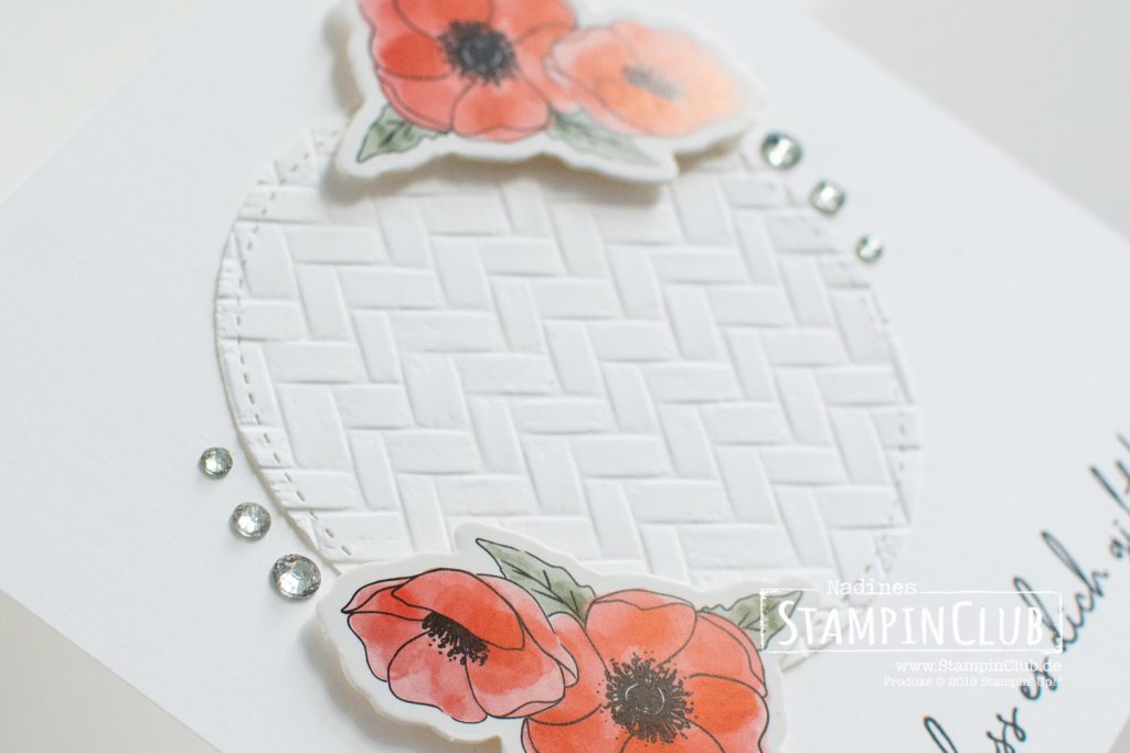 Stampin' Up!, StampinClub, Zum Geburtstag für dich, Happy Birthday to You, Akzente Mohnblütenzauber, Peaceful Poppies Elements, 3D Prägeform Strandmatte, Coastal Weave 3D Embossing Folder