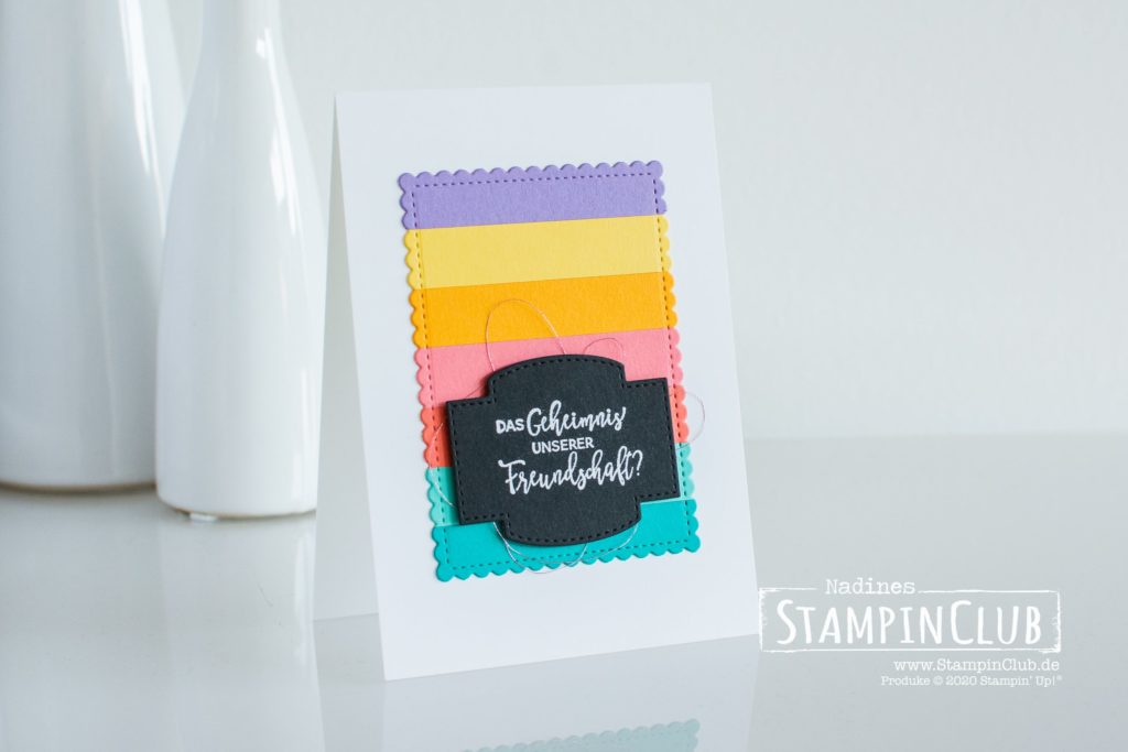 Stampin' Up!, StampinClub, Geheimnis der Freundschaft, Thanks for the Laughs, Stanzformen So hübsch bestickt