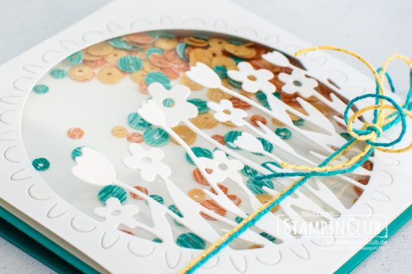 Stampin' Up!, StampinClub, Toffifee, Toffifee Verpackung, Stanzformen Blumenwiese, Schüttelkarte, Shaker Card