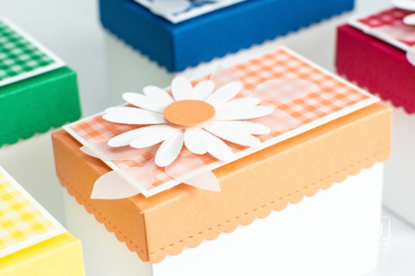 Stampin' Up!, StampinClub, In Color, Verpackung basteln, Stanzformen So hübsch bestickt, Gänseblümchen, gewellte Kante, Wellenrechteck