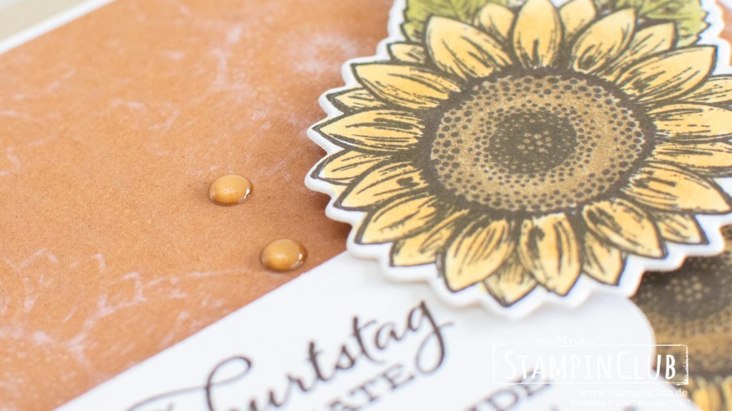 Stampin' Up!, StampinClub, Bleiche, Bleach, mit Bleiche stempeln, Gute-Laune-Gruss, Celebrate Sunflowers, Stanzformen Sonnenblumen, Sunflowers Dies, Stampin' Blends