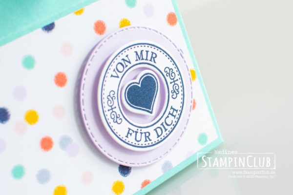 Stampin' Up!, StampinClub, Designerpapier Jede Menge Muster, Playing with Patterns DSP, Herzerwärmend, Warm Hugs, Stanzformen Becker-Banderolen, Warm Wraps Dies, Verpackung