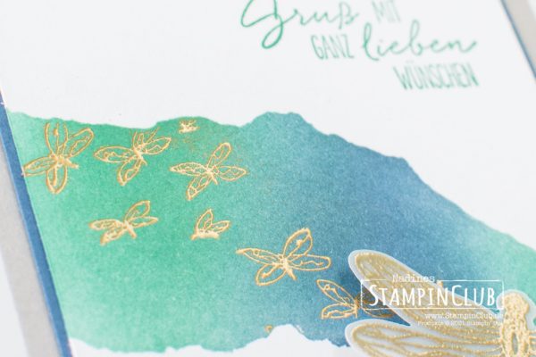 Stampin' Up!, StampinClub, Grußkarte, Libellengarten, Dragonfly Garden, Stanze Libellen, Dragonflies Punch, Blending-Pinsel, Blending-Brushes