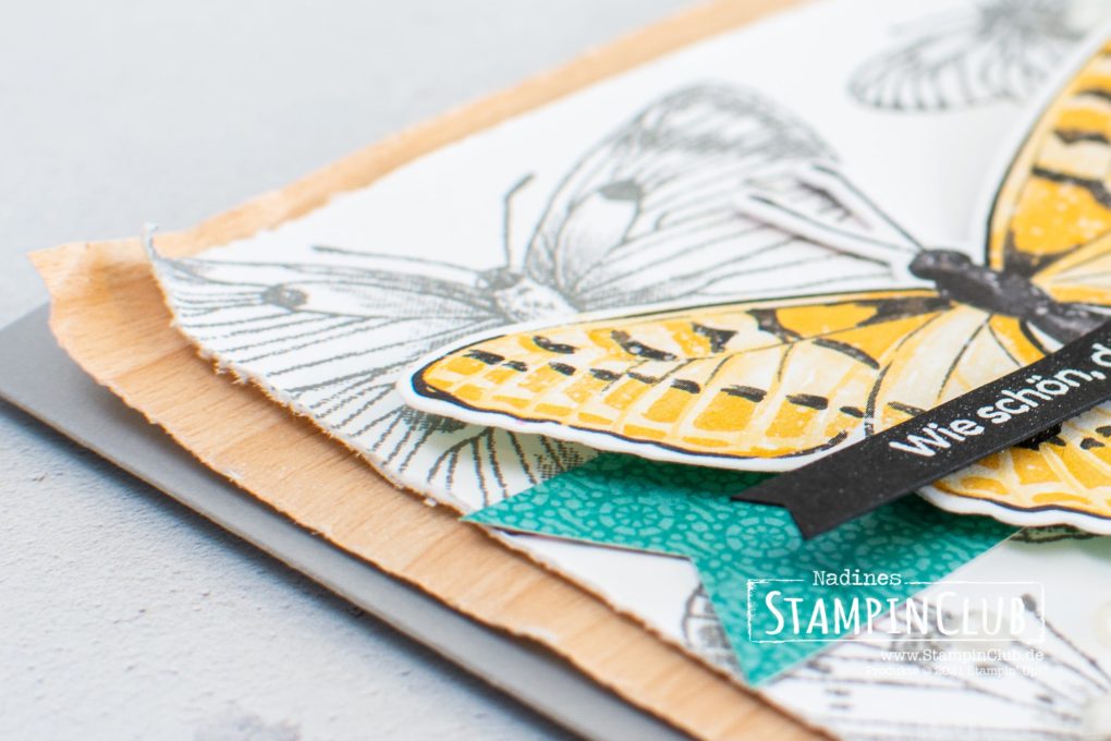 Stampin' Up!, StampinClub, Butterfly Brilliance, Stanzformen Fabelhafte Falter, Brilliant Wings Dies, Designerpapier Schmetterlingsschmuck, Butterfly Bijou DSP, Spezialpapier Holztextur, Natural Touch Speciality Paper