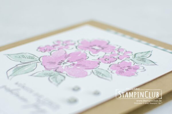 Stampin' Up!, Stampin' Up!, StampinClub, Handgemalte Blüten, Hand-Penned Petals, Stanzformen Blüten, Penned Flowers Dies, Stanzformen Basic-Bordüren, Basic Borders Dies, Designerpapier Mustermix, Pattern Party DSP