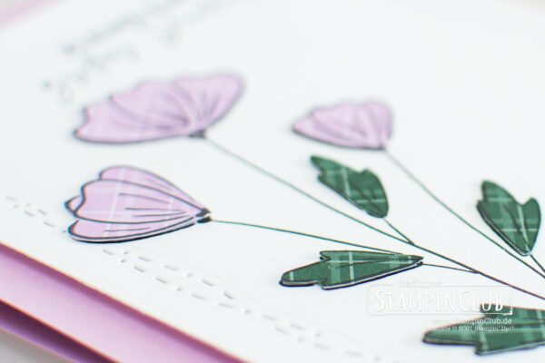 Stampin' Up!, StampinClub, Freundschaftsblüten, Flowers of Friendship, Stanze Blüten und Blätter, Flowers & Leaves Punch, Stanzformen Beschwingt Bestickt, Stitched with Whimsy Dies, Paper Piecing