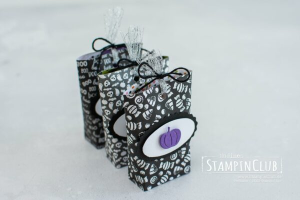 Stampin' Up!®, StampinClub, Mini Box in a Bag, Designerpapier Heiteres Halloween, Cute Halloween DSP, Stanze Oval-Duo, Stanzformen Herbst- und Winterkränze, Seasonal Swirls Dies