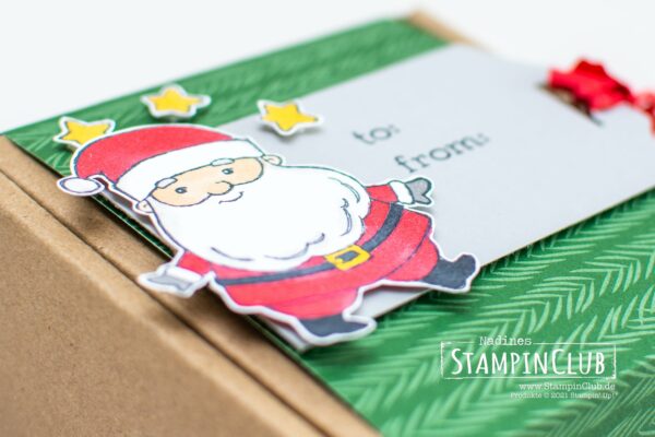 Stampin' Up!, StampinClub, Weihnachten, Be Jolly, Stampin' Blends Alkoholmarker, Sale-A-Bration 2021, Designerpapier Weihnachtliche Prints, Peaceful Prints DSP, Stanze Hübsche Anhänger / Fancy Tag Topper Punch