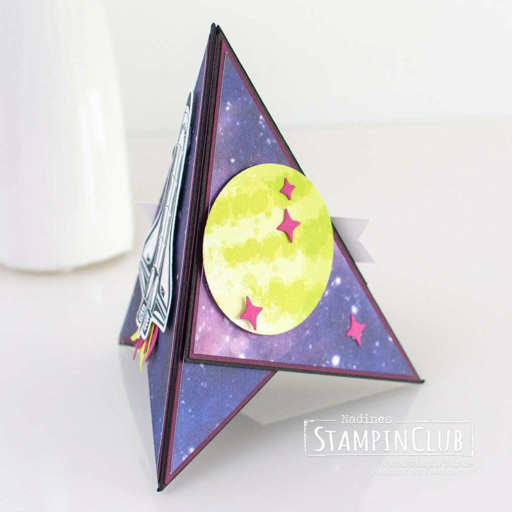 Stampin Up, Teepee Karte, StampinClub, Designerpapier Glaktische Welten, Stargazing DSP, Einfach galaktisch, Reach for the stars, Stanzformen Einfach galaktisch, Reach for the Stars Dies